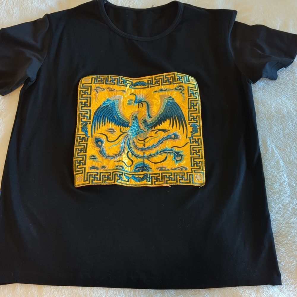 Black tee with embroidered patch